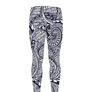 Blue Maori Polynesian Tribal Print Men's leggings