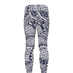 Blue Maori Polynesian Tribal Print Men's leggings