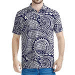 Blue Maori Polynesian Tribal Print Men's Polo Shirt