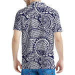 Blue Maori Polynesian Tribal Print Men's Polo Shirt