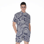 Blue Maori Polynesian Tribal Print Men's Rompers