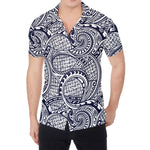 Blue Maori Polynesian Tribal Print Men's Shirt