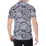 Blue Maori Polynesian Tribal Print Men's Shirt