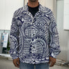 Blue Maori Polynesian Tribal Print Men's Shirt Jacket