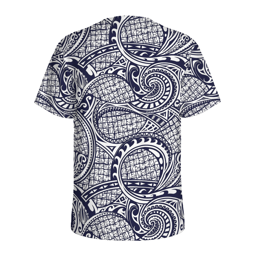 Blue Maori Polynesian Tribal Print Men's Sports T-Shirt