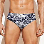 Blue Maori Polynesian Tribal Print Men's Swim Briefs