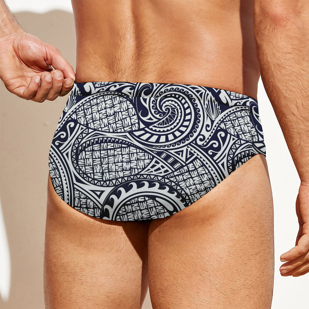 Blue Maori Polynesian Tribal Print Men's Swim Briefs