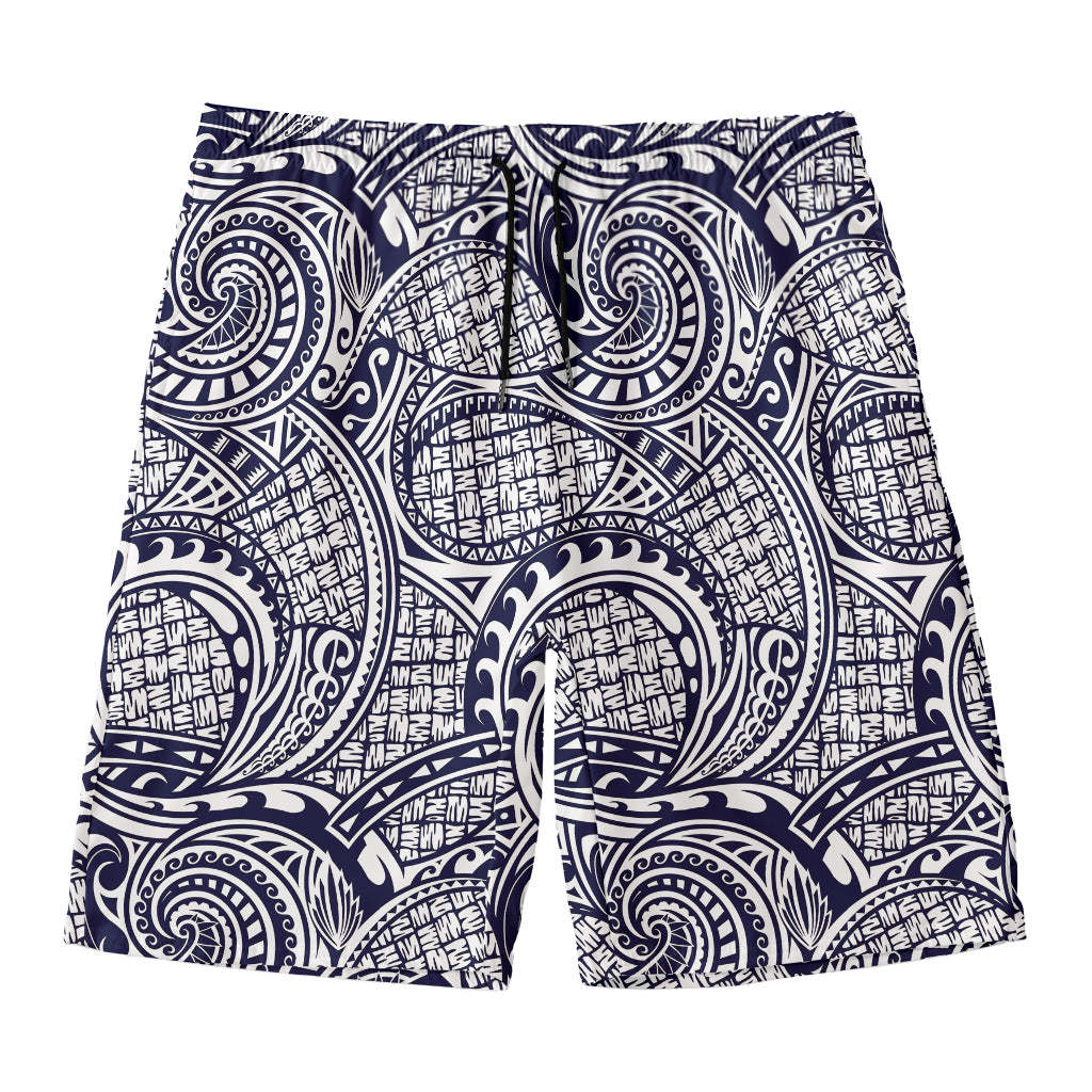 Blue Maori Polynesian Tribal Print Men's Swim Trunks