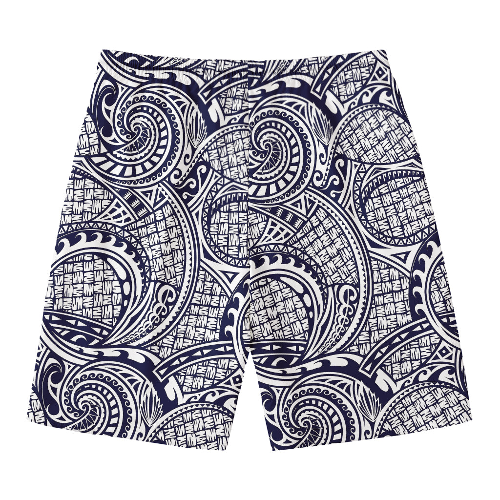 Blue Maori Polynesian Tribal Print Men's Swim Trunks