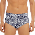 Blue Maori Polynesian Tribal Print Men's Triangle Swim Briefs
