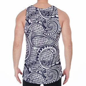 Blue Maori Polynesian Tribal Print Men's Velvet Tank Top