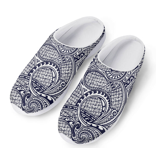 Blue Maori Polynesian Tribal Print Mesh Casual Shoes
