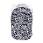 Blue Maori Polynesian Tribal Print Mesh Laundry Hamper