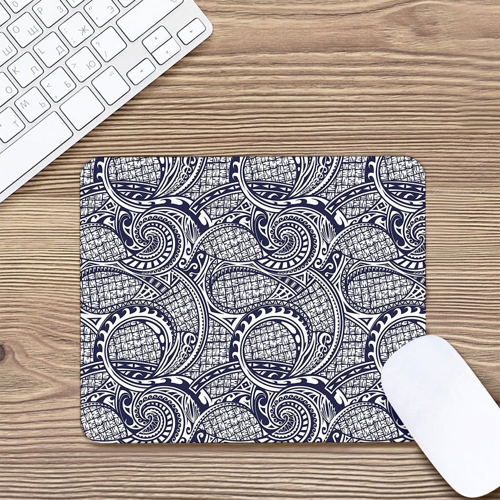 Blue Maori Polynesian Tribal Print Mouse Pad