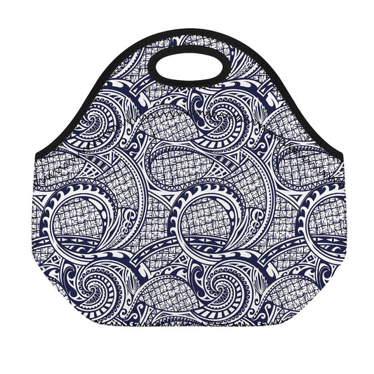 Blue Maori Polynesian Tribal Print Neoprene Lunch Bag