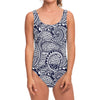 Blue Maori Polynesian Tribal Print One Piece Swimsuit