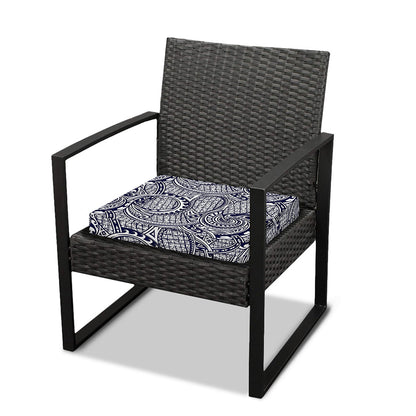 Blue Maori Polynesian Tribal Print Outdoor Seat Cushion Cover