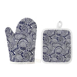 Blue Maori Polynesian Tribal Print Oven Mitt And Pot Holder Set
