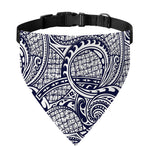 Blue Maori Polynesian Tribal Print Over The Collar Dog Bandana