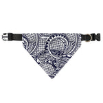Blue Maori Polynesian Tribal Print Over The Collar Dog Bandana
