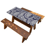 Blue Maori Polynesian Tribal Print Picnic Table Cover