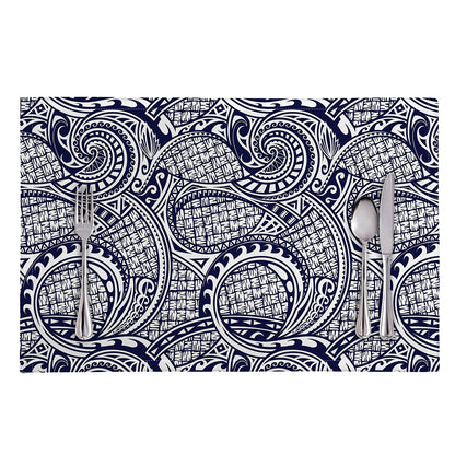 Blue Maori Polynesian Tribal Print Placemat