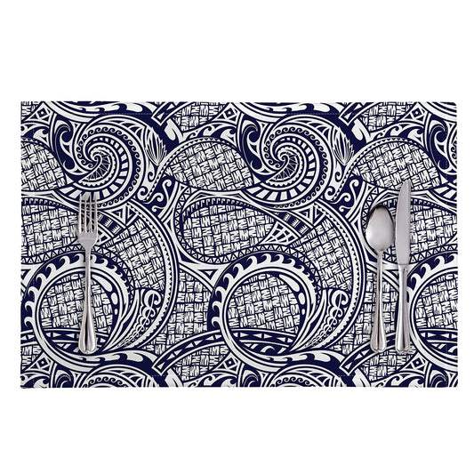 Blue Maori Polynesian Tribal Print Placemat