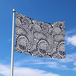 Blue Maori Polynesian Tribal Print Polyester Flag