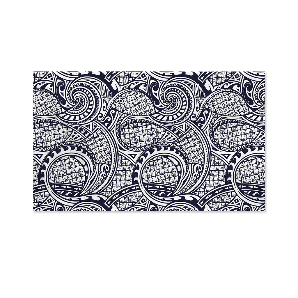 Blue Maori Polynesian Tribal Print Polyester Flag