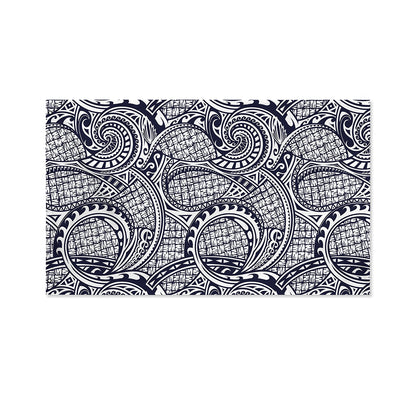 Blue Maori Polynesian Tribal Print Polyester Flag