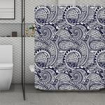 Blue Maori Polynesian Tribal Print Polyester Shower Curtain