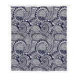 Blue Maori Polynesian Tribal Print Polyester Shower Curtain