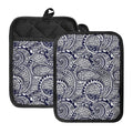 Blue Maori Polynesian Tribal Print Pot Holders With Pocket