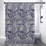 Blue Maori Polynesian Tribal Print Premium Shower Curtain