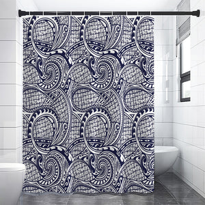 Blue Maori Polynesian Tribal Print Premium Shower Curtain