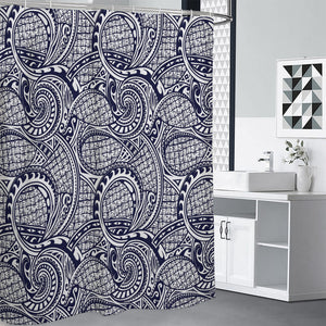 Blue Maori Polynesian Tribal Print Premium Shower Curtain