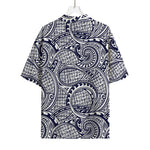 Blue Maori Polynesian Tribal Print Rayon Hawaiian Shirt