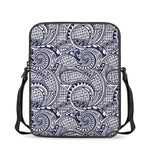 Blue Maori Polynesian Tribal Print Rectangular Crossbody Bag