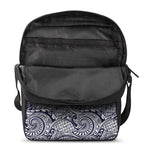 Blue Maori Polynesian Tribal Print Rectangular Crossbody Bag
