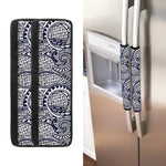 Blue Maori Polynesian Tribal Print Refrigerator Handle Covers