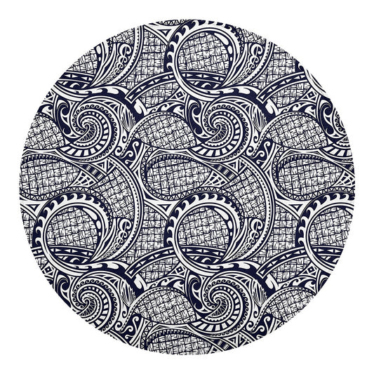 Blue Maori Polynesian Tribal Print Round Blanket