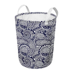 Blue Maori Polynesian Tribal Print Round Laundry Basket