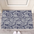Blue Maori Polynesian Tribal Print Rubber Doormat