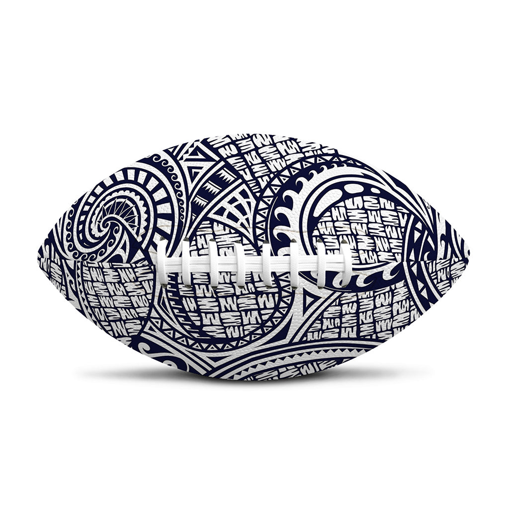 Blue Maori Polynesian Tribal Print Rugby Ball