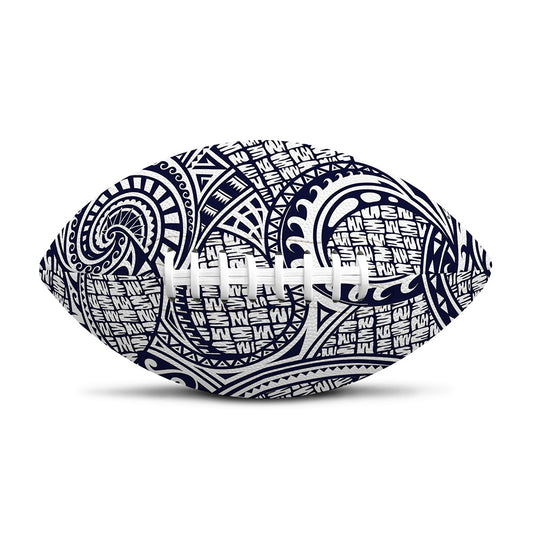 Blue Maori Polynesian Tribal Print Rugby Ball