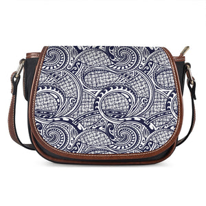 Blue Maori Polynesian Tribal Print Saddle Bag