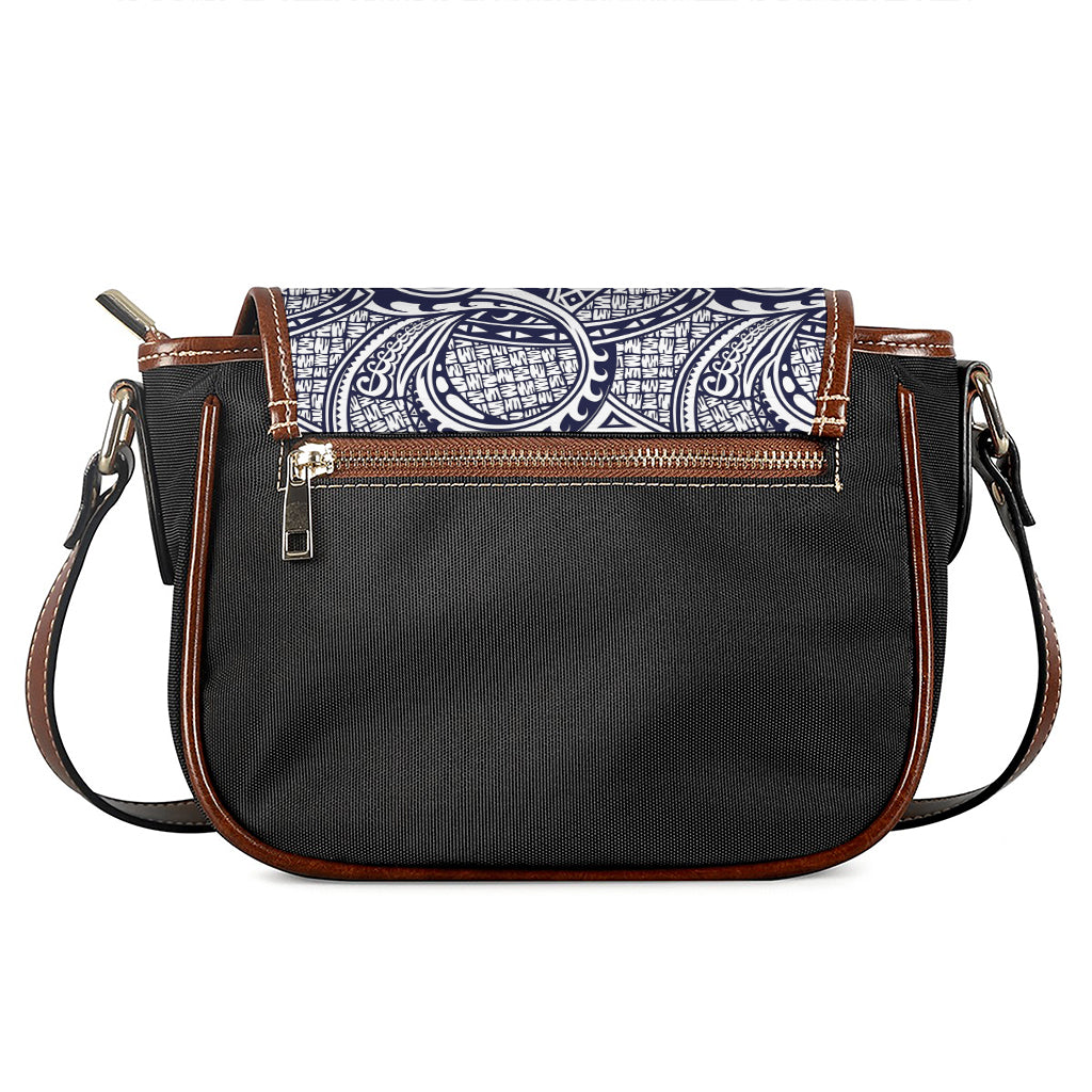 Blue Maori Polynesian Tribal Print Saddle Bag