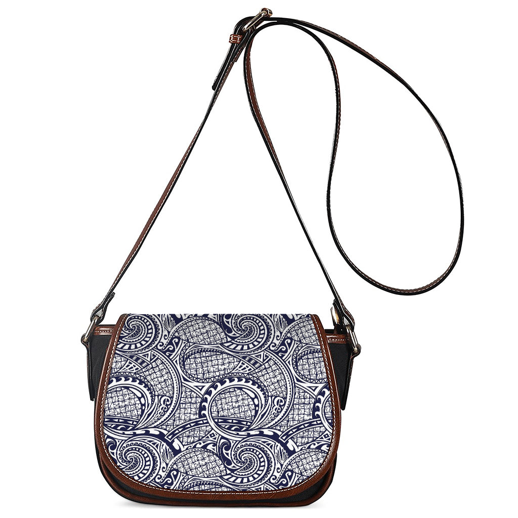 Blue Maori Polynesian Tribal Print Saddle Bag