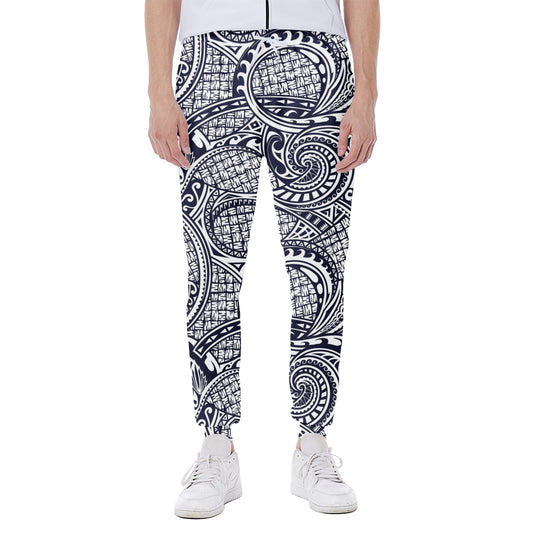 Blue Maori Polynesian Tribal Print Scuba Joggers