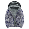 Blue Maori Polynesian Tribal Print Sherpa Lined Zip Up Hoodie